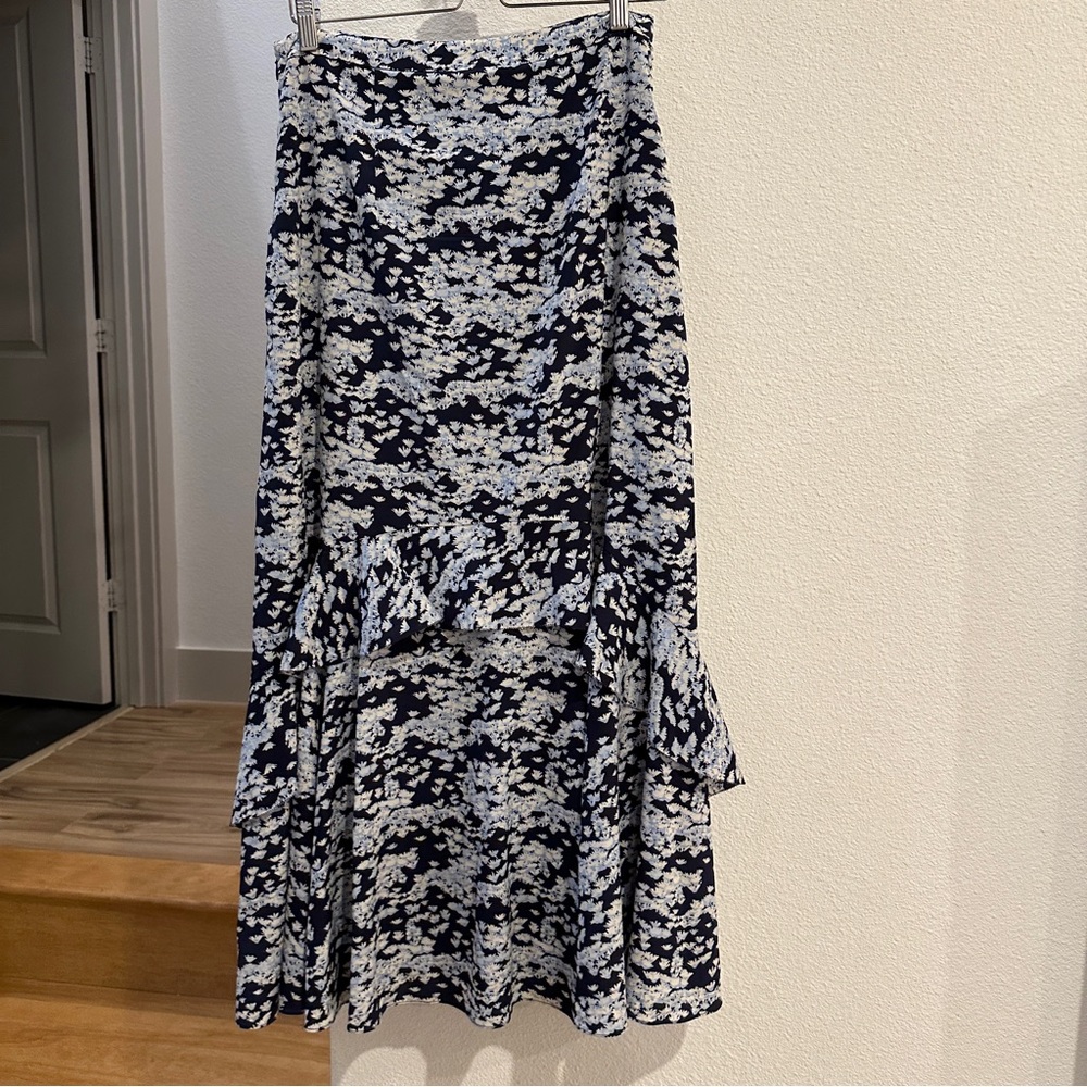 Tory burch  floral silk long ruffle skirt